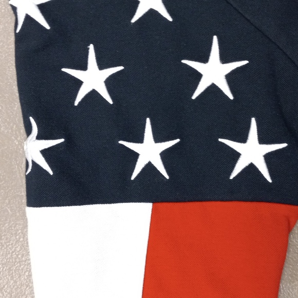 ROCKPOINT FREEDOM RED,WHITE &BLUE SHORT SLEEVE POLO SHIRT WITH STARS ON SHOULDER - Picture 12 of 12